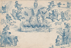 143756 CIRCA 1890 ANTI-GRAHAM CARICATURE DERAEDEMAEKER  REPRINT IN BLUE , VERY FINE UNUSED.