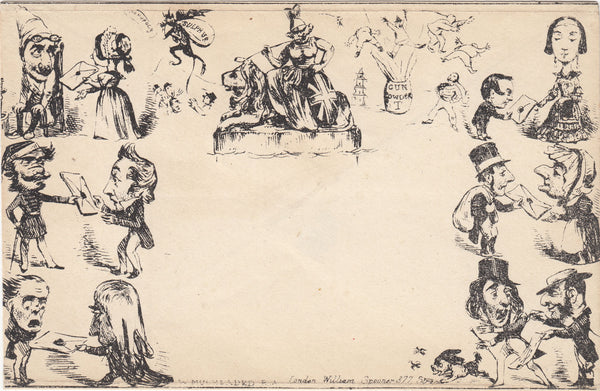 143767 1840 ORIGINAL SPOONER CARICATURE No.2 'POSTAL DELIVERIES' VERY FINE UNUSED.