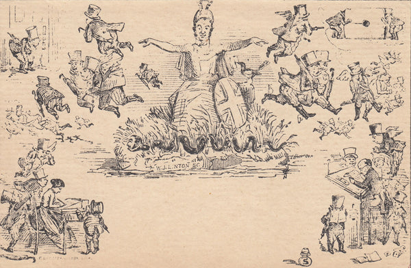 143772 CIRCA 1890 ANTI -GRAHAM CARICATURE DERAEDEMAEKER REPRINT IN BLACK,, VERY FINE UNUSED.