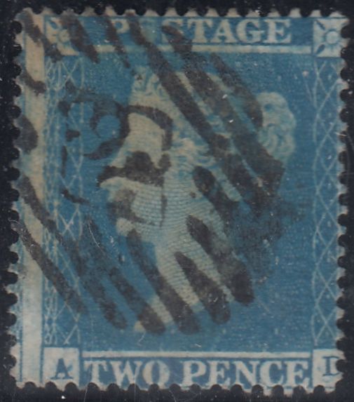 143776 1854 2d BLUE PL.4 S.C.16 (SG19)(AD IN STATE TWO)(SPEC F1h) GOOD TO FINE USED.
