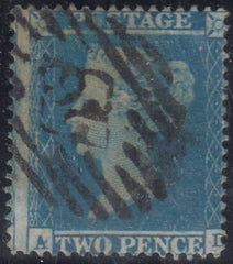 143776 1854 2d BLUE PL.4 S.C.16 (SG19)(AD IN STATE TWO)(SPEC F1h) GOOD TO FINE USED.