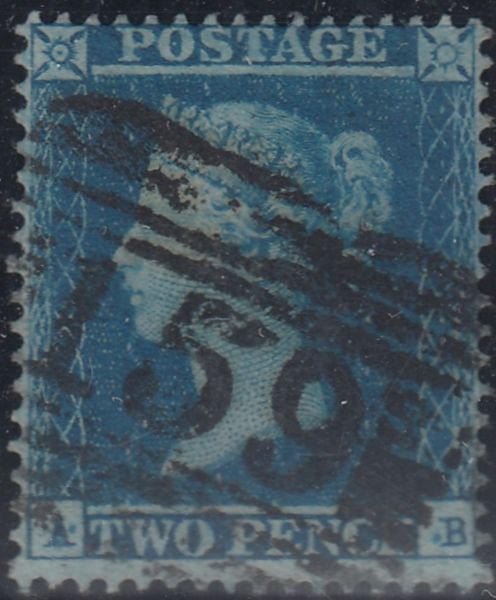 143779 1854 2d BLUE PL.4 S.C.16 (SG19)(AB IN STATE TWO)(SPEC F1h), GOOD TO FINE USED.