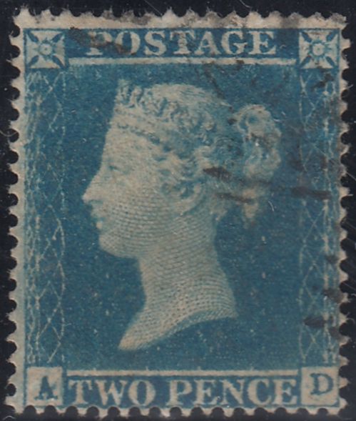 143782 1854 2d BLUE PL.4 S.C.16 (SG19)(AD STATE TWO)(SPEC F1h) FINE USED.