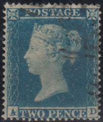 143782 1854 2d BLUE PL.4 S.C.16 (SG19)(AD STATE TWO)(SPEC F1h) FINE USED.
