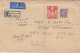 143794 1948 REGISTERED AIRMAIL LONDON TO NEW YORK, U.S.A. KGVI 3d AND FINE 5s RED (SG477).