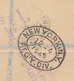 143794 1948 REGISTERED AIRMAIL LONDON TO NEW YORK, U.S.A. KGVI 3d AND FINE 5s RED (SG477).