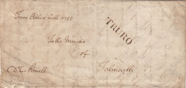 143795 1790 LETTER TRURO, CORNWALL TO FALMOUTH 'TRURO' HANDSTAMP (CO351b).