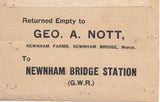 143798 CIRCA 1948-49 PARCEL TAG CONTAINING 'SAMPLES' AND LABELLED 'GLASS'  FROM TENBURY, WORCS TO U.S.A.KGVI STAMPS INCL 2/6 YELLOW-GREEN (SG476b) AND 5s RED (SG477).