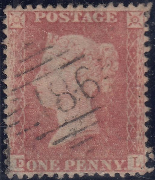 143800 1857 DIE 2 1d PL.66 (SG40) GROUP OF FOUR ITEMS INCL GOOD USED BLOCK OF SIX.