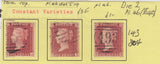 143804 1857 DIE 2 1d PL.46 (SG40) FINE GROUP TEN ITEMS INCL 'LI' RE-ENTRY.