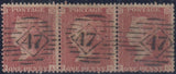 143805 1857 DIE 2 1d PL.48 (SG40) USED MULTIPLES INCL PAIR, STRIP OF THREE AND STRIP OF FIVE.