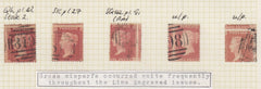 143812 1857-1862 1d STARS (SG40-42) X FIVE SHOWING 'MISPLACED SHEET' VARIETY.