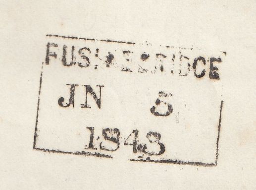 143813 1843 MAIL USED IN SCOTLAND FUSHIEBRIDGE, TO EDINBURGH 1d (SG8) FUSHIEBRIDGE MALTESE CROSS.