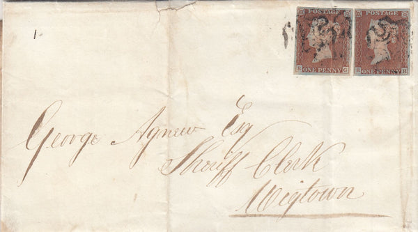 143815 1841-1844 THREE EXAMPLES STRANRAER, 'PEG-LEG' MALTESE CROSS ON COVER (SPEC B1tag)..