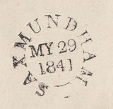 143819 1841 MAIL WORKINGTON, CUMBERLAND TO SAXMUNDHAM 1d PL.5 (SG7)(JE) SUPERB STRIKE WORKINGTON MALTESE CROSS.