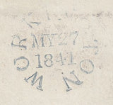 143819 1841 MAIL WORKINGTON, CUMBERLAND TO SAXMUNDHAM 1d PL.5 (SG7)(JE) SUPERB STRIKE WORKINGTON MALTESE CROSS.