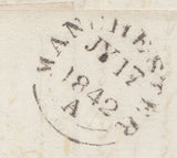 143820 1842 MAIL PRESTON TO MANCHESTER 1d (SG8) BLUE MALTESE CROSS OF PRESTON (SPEC B1sc).