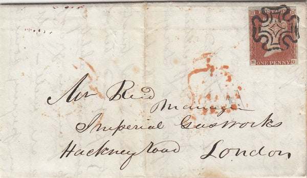 143823 1843 MAIL MONTROSE, SCOTLAND TO LONDON 1d (SG8) MONTROSE MALTESE CROSS.