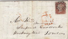 143823 1843 MAIL MONTROSE, SCOTLAND TO LONDON 1d (SG8) MONTROSE MALTESE CROSS.