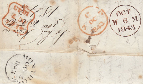 143823 1843 MAIL MONTROSE, SCOTLAND TO LONDON 1d (SG8) MONTROSE MALTESE CROSS.