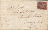 143829 1844 MAIL RATHMORE, KINSALE, IRELAND TO DEVONPORT 1d (SG8)  VERY FINE KINSALE MALTESE CROSS.