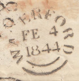 143829 1844 MAIL RATHMORE, KINSALE, IRELAND TO DEVONPORT 1d (SG8)  VERY FINE KINSALE MALTESE CROSS.