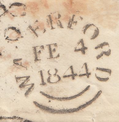 143829 1844 MAIL RATHMORE, KINSALE, IRELAND TO DEVONPORT 1d (SG8)  VERY FINE KINSALE MALTESE CROSS.