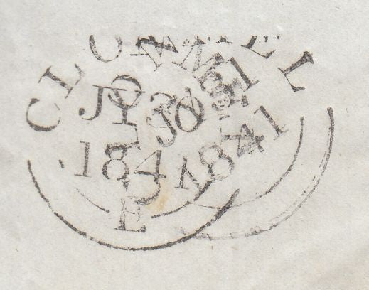 143830 1841 MAIL CLOGHEEN, CO. TIPPERARY, IRELAND TO MOUNTMELLICK 1d (SG7) SUPERB CLOGHEEN MALTESE CROSS.