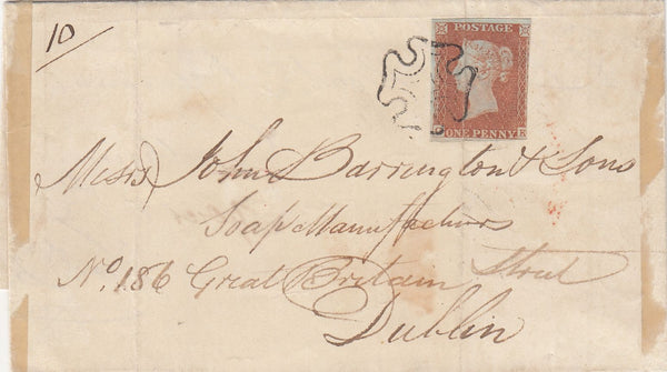 143832 1842 MAIL TUAM, CO. GALWAY, IRELAND TO DUBLIN 1d PL.21 (SG8) TUAM MALTESE CROSS.