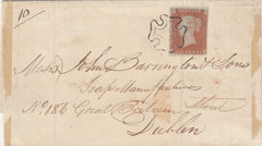 143832 1842 MAIL TUAM, CO. GALWAY, IRELAND TO DUBLIN 1d PL.21 (SG8) TUAM MALTESE CROSS.
