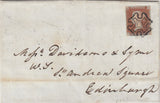143834 1843 MAIL HAWICK, ROXBURGHSHIRE, SCOTLAND TO EDINBURGH 1d PL.25 (SG8) HAWICK MALTESE CROSS.