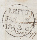 143835 1843 MAIL LEITH TO MELROSE 1d PL.21 (SG8) LEITH MALTESE CROSS.