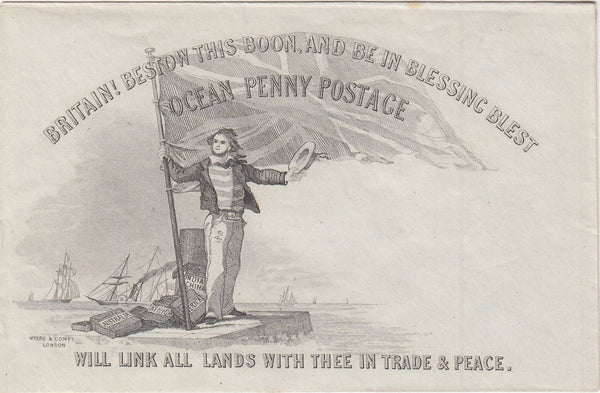 143837  CIRCA 1850 MYERS 'OCEAN PENNY POSTAGE' ORIGINAL PRINTED ENVELOPE.
