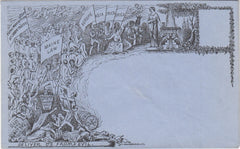 143839  CIRCA 1890 VALENTINE 'TEMPERANCE' ENVELOPE DERAEDEMAEKER REPRINT IN BLACK ON BLUE WOVE PAPER WITH REFERENCE TO 'MAINE LAW'.