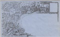 143840 CIRCA 1890 VALENTINE 'TEMPERANCE’ ENVELOPE DERAEDEMAEKER REPRINT IN BLACK ON BLUE WOVE PAPER WITH REFERENCE TO 'MAINE LAW'.