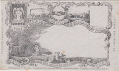 143843 CIRCA 1890 VALENTINE 'OCEAN POSTAGE' DERAEDEMAEKER REPRINT IN BLACK ON GREY WOVE PAPER.