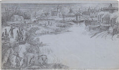143844 CIRCA 1890 ONWHYN/VALENTINE 'CIVILIZATION OF AMERICA' DERAEDEMAEKER REPRINT IN BLACK ON BLUE WOVE PAPER.