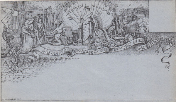 143846 CIRCA 1890 VALENTINE 'COMMERCIAL/INDUSTRIAL' DERAEDEMAEKER REPRINT IN BLACK ON BLUE  WOVE PAPER.