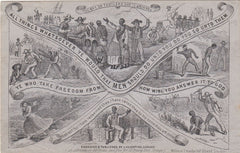143849 CIRCA 1890 VALENTINE 'ANTI-SLAVERY' DERAEDEMAEKER REPRINT IN BLACK ON GREY WOVE PAPER.