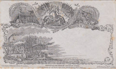 143850 CIRCA 1890 VALENTINE 'UNIVERSAL BROTHERHOOD' DERAEDEMAEKER REPRINT IN BLACK ON GREY WOVE PAPER.