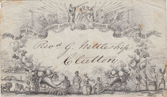 143851 CIRCA 1851 VALENTINE 'PEACE’ ORIGINAL ENVELOPE IN BLACK ON GREY WOVE PAPER.