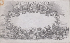 143852 CIRCA 1890 VALENTINE 'PEACE' ENVELOPE DERAEDEMAEKER REPRINT IN BLACK ON GREY WOVE PAPER.