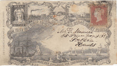 143855 CIRCA 1850 VALENTINE 'OCEAN PENNY POSTAGE' ORIGINAL FRONT ONLY POSTALLY USED SCOTLAND TO PORTSEA, HANTS.