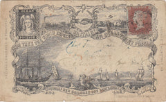 143856 CIRCA 1850 VALENTINE 'OCEAN PENNY POSTAGE' ORIGINAL FRONT ONLY, POSTALLY USED, STAMP DOES NOT BELONG.