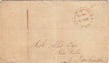 143859 1842 WRAPPER YORK TO DARLINGTON, POST PAID CASH, ON REVERSE WAFER SEAL IN SHORTHAND.