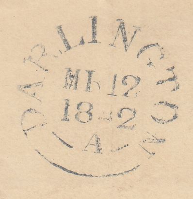 143859 1842 WRAPPER YORK TO DARLINGTON, POST PAID CASH, ON REVERSE WAFER SEAL IN SHORTHAND.