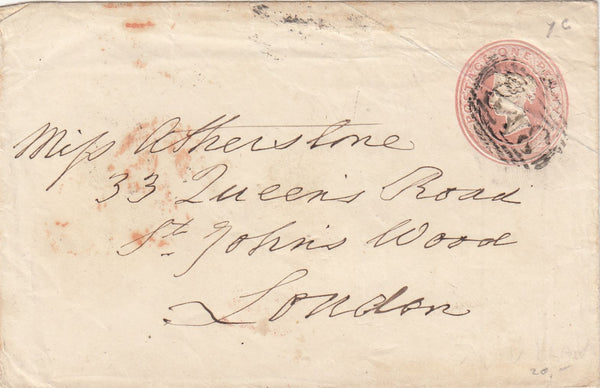143862 1848 PENNY PINK ENVELOPE GLOUCESTER TO LONDON WITH VERY FINE WAFER SEAL OF BIRD DELIVERING AN ENVELOPE.