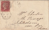 143863 1858 MAIL BRIGHTON TO RYE, SUSSEX 1d (SG40) ON REVERSE 'IN EVERY THING GIVE THANKS' WAFER SEAL.
