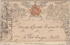 143867 1840 1d MULREADY WRAPPER TONBRIDGE WELLS, KENT TO LONDON, RED MALTESE CROOS AND WAFER SEAL 'CROWN' ABOVE 'CROSS OF THE ORDER OF ST. JOHN'.