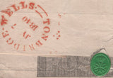 143867 1840 1d MULREADY WRAPPER TONBRIDGE WELLS, KENT TO LONDON, RED MALTESE CROOS AND WAFER SEAL 'CROWN' ABOVE 'CROSS OF THE ORDER OF ST. JOHN'.